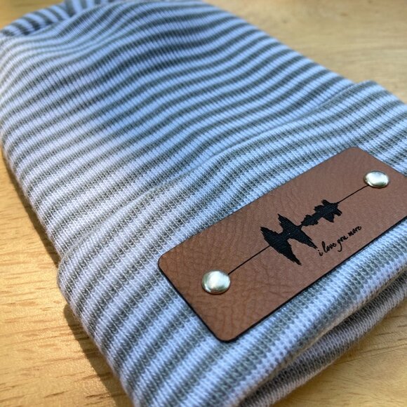 I Love You More Soundwave Newborn Baby Beanie - Gray - Not Custom - Picture 4 of 9